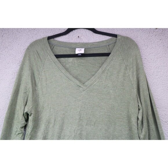 Cabi Long Sleeve Army Green V-Neck Top-Size Medium-Very Soft-Drawstring Back - Picture 2 of 10